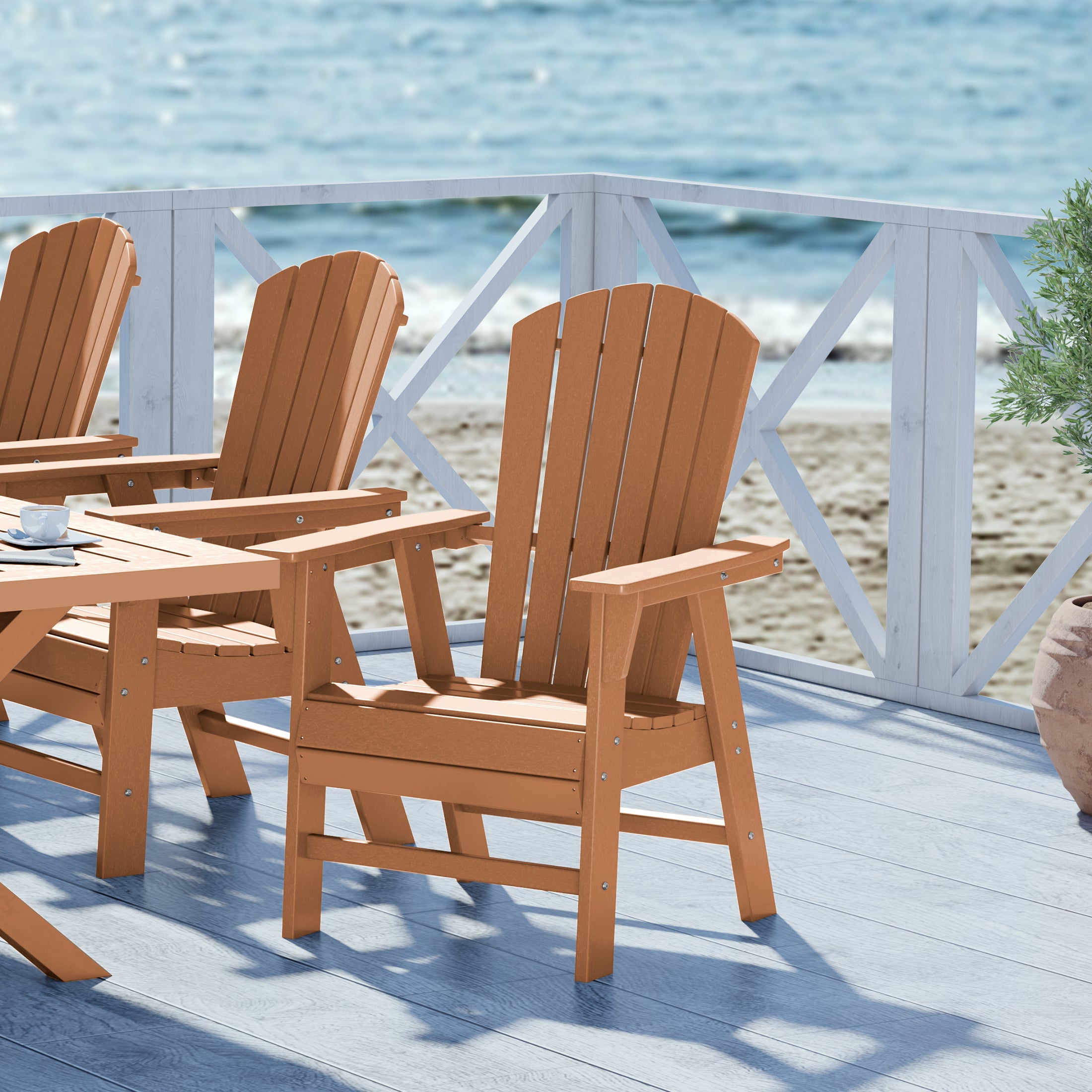Dylan Outdoor Patio Shell-back Adirondack Dining Chair Weather
