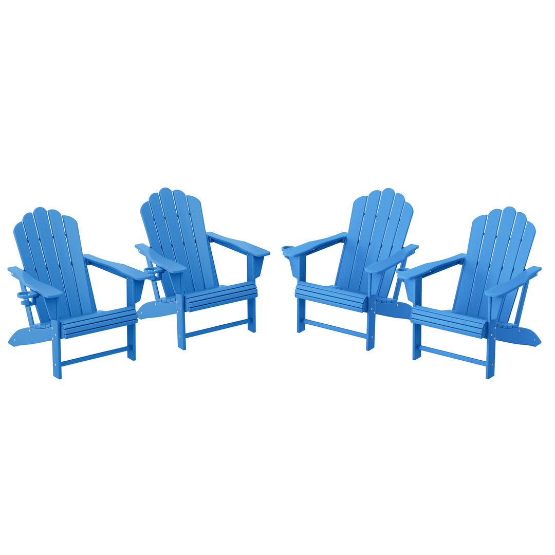Highland Outdoor Patio HDPE Adirondack Chairs With Cup Holders (Set of 4)