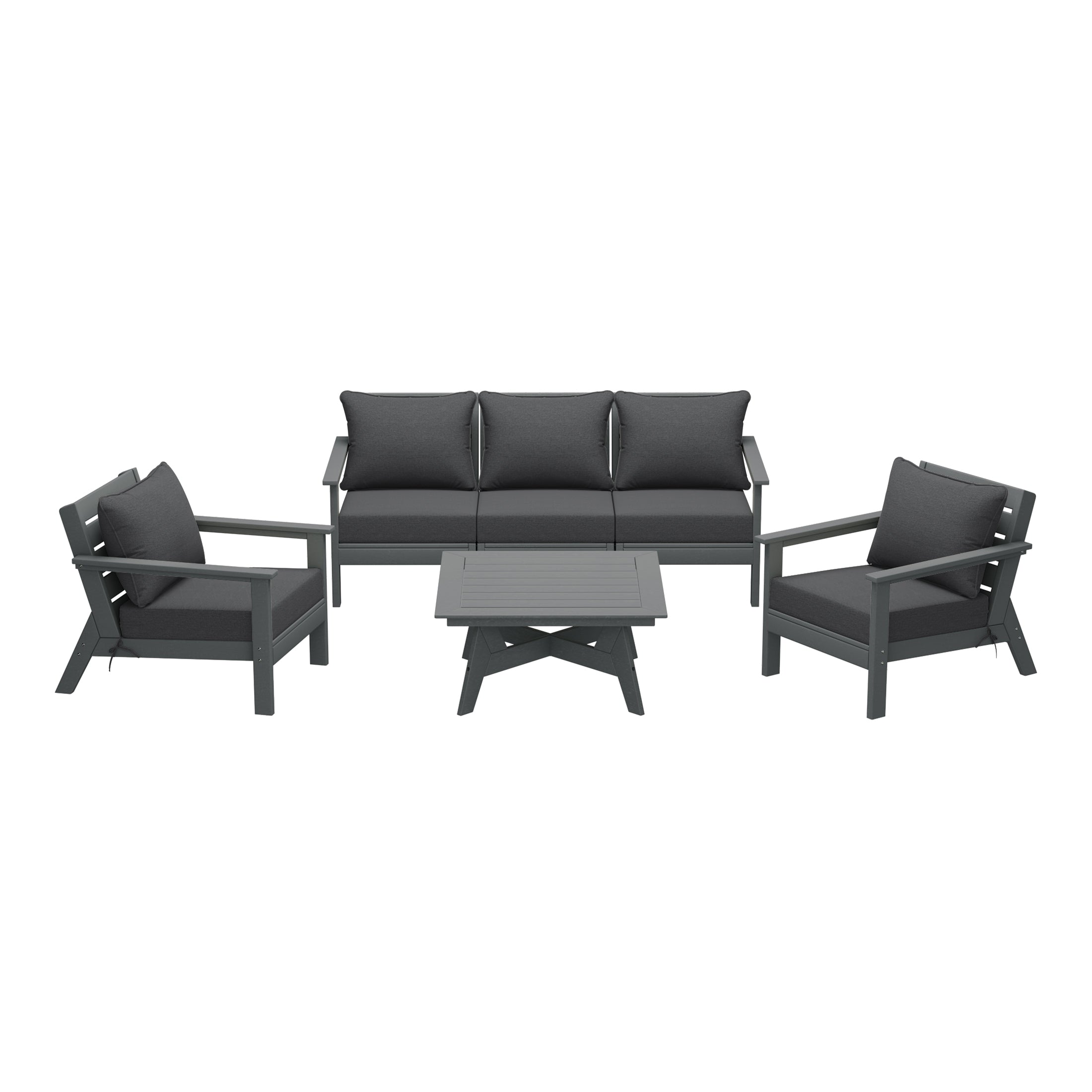 Avalon Outdoor 6-Piece Modular Sectional Patio Furniture Sofa Set in Gray Frame