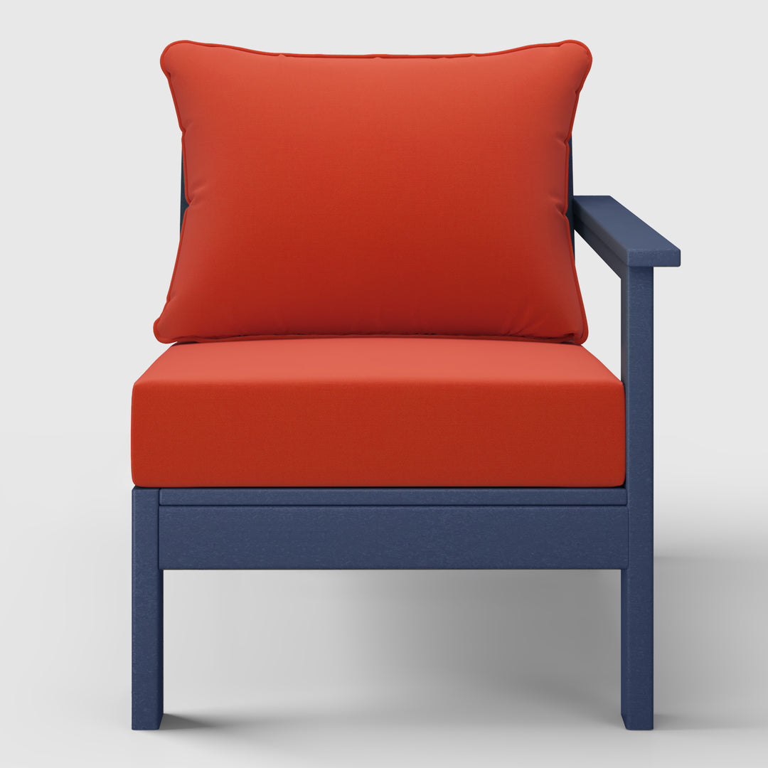 Avalon Outdoor Patio HDPE Right Arm Sectional Corner Club Chair with Patio Cushions