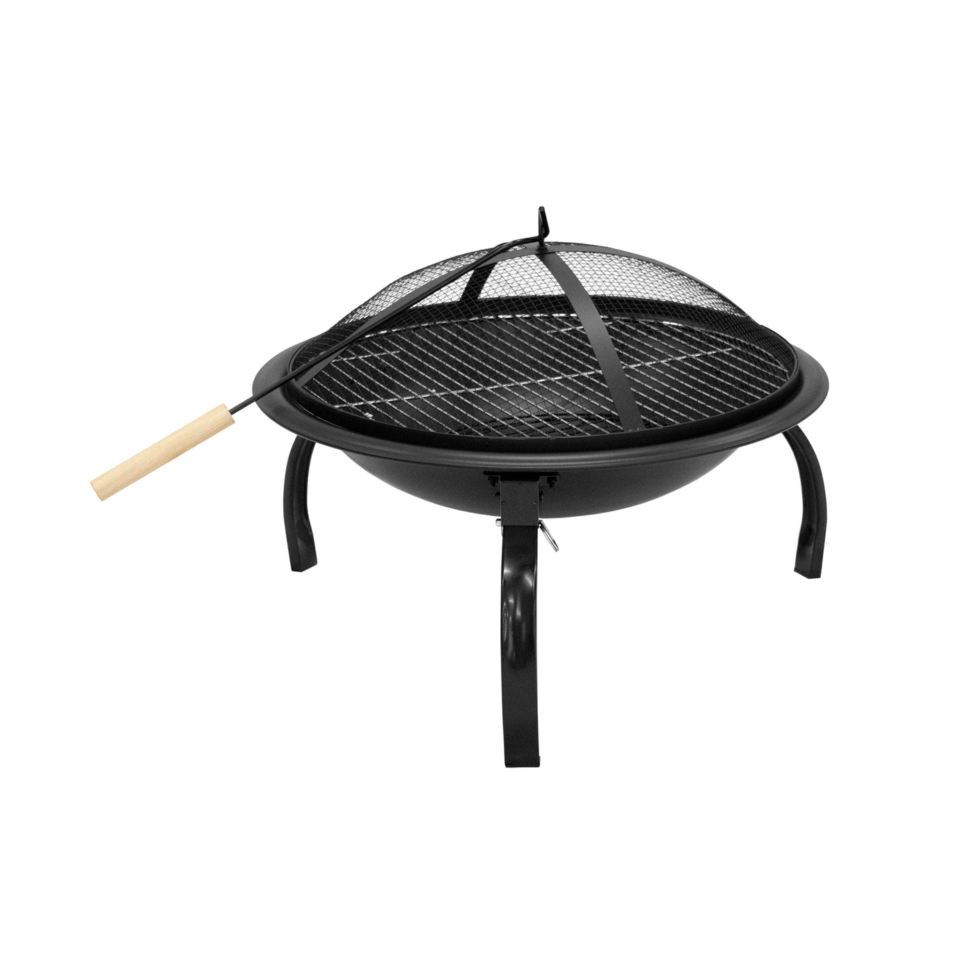 Creekside Outdoor Steel Round Fire Pit with Wire Mesh Lid