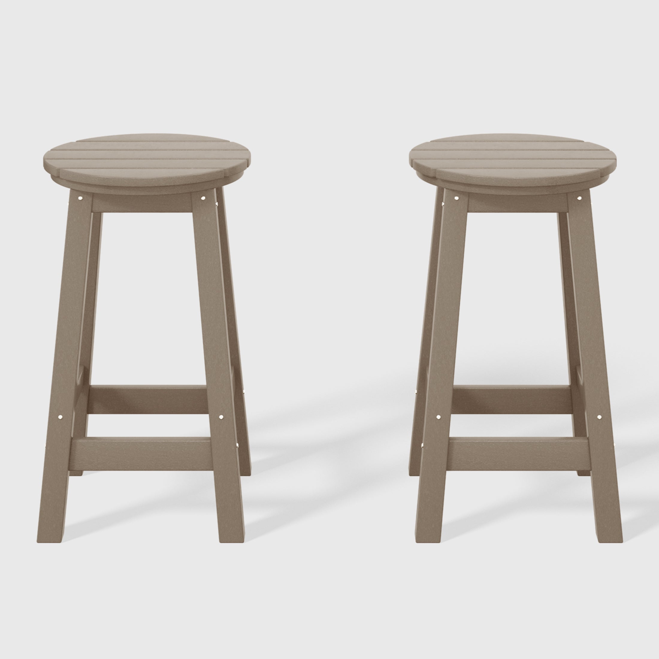 Malibu 24" HDPE Outdoor Patio Round Counter Height Bar Stool Set of 2