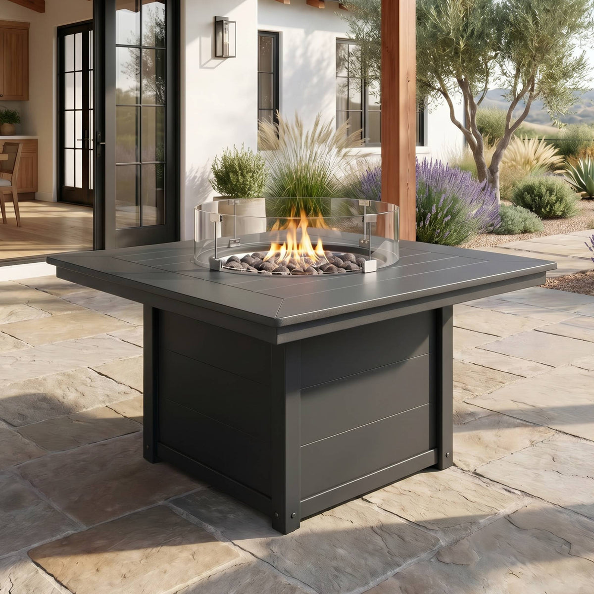 Helios 42" Modern Outdoor Patio Propane Square Fire Pit Table