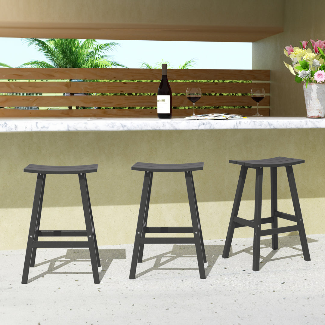 Malibu 29" HDPE Outdoor Patio Bar Height Bar Stools (Set of 3)