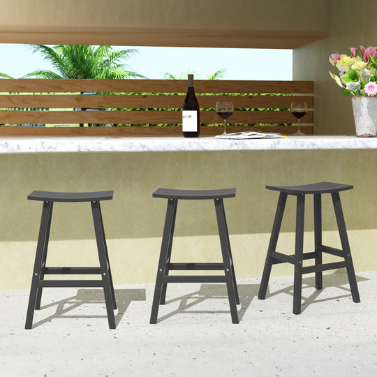 Malibu 29" HDPE Outdoor Patio Bar Height Bar Stools (Set of 3)