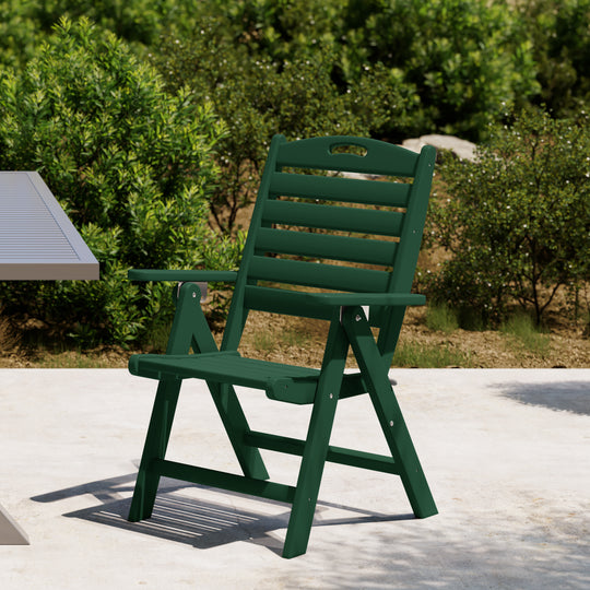 Malibu HDPE Adjustable Highback Folding Patio Dining Chair