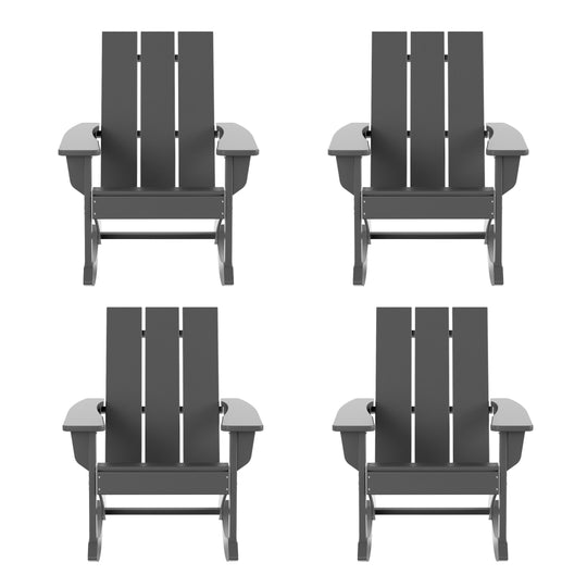 Ashore Outdoor Patio Modern Adirondack Rocking Chair (Set of 4)