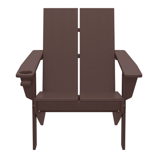 Riviera Outdoor HDPE Modern Adirondack Chair with Cup Holder (Set of 4)