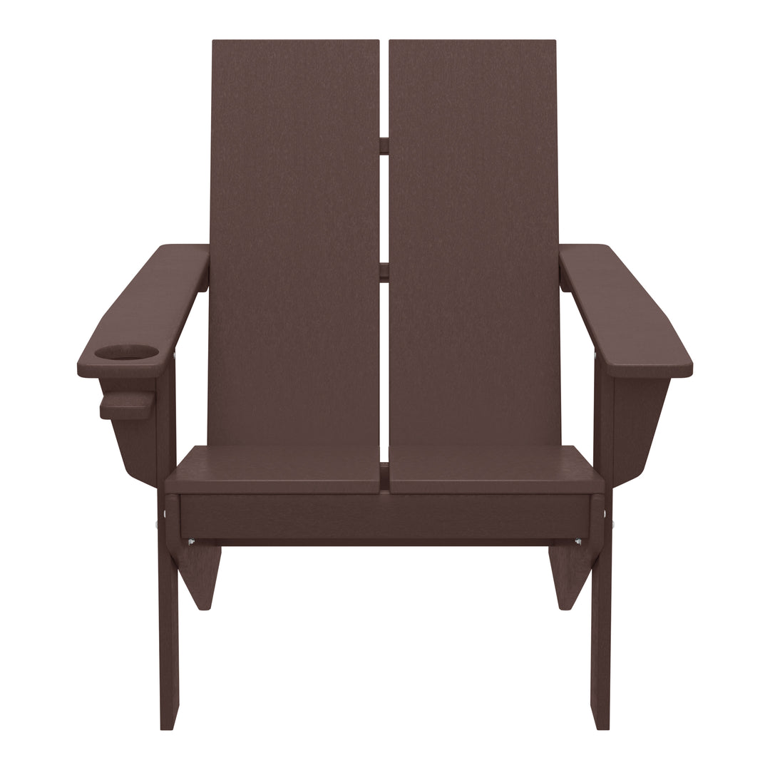 Riviera Outdoor HDPE Modern Adirondack Chair with Cup Holder (Set of 4)