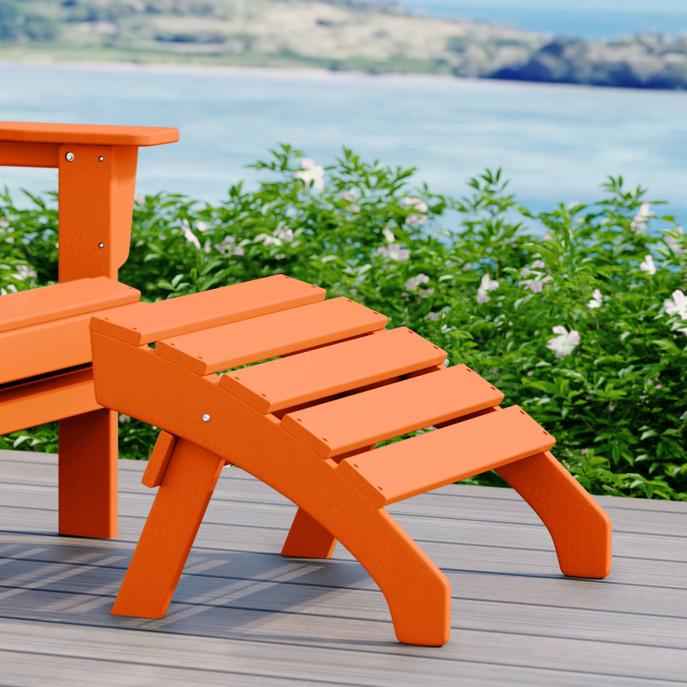 Dylan Outdoor Patio HDPE Adirondack Ottoman Footrest