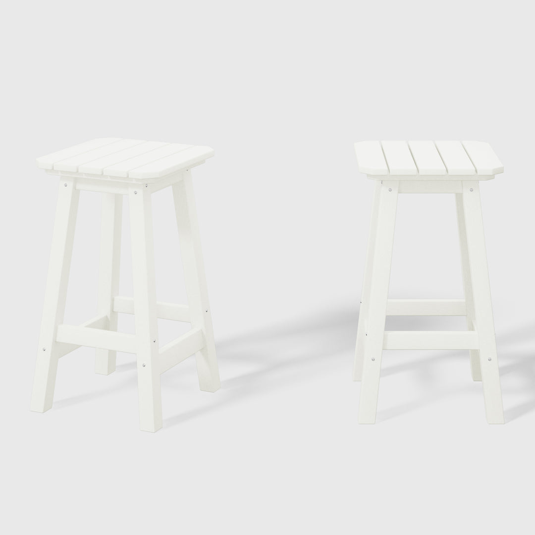 Malibu 24" HDPE Outdoor Patio Square Counter Height Bar Stool (Set of 2)