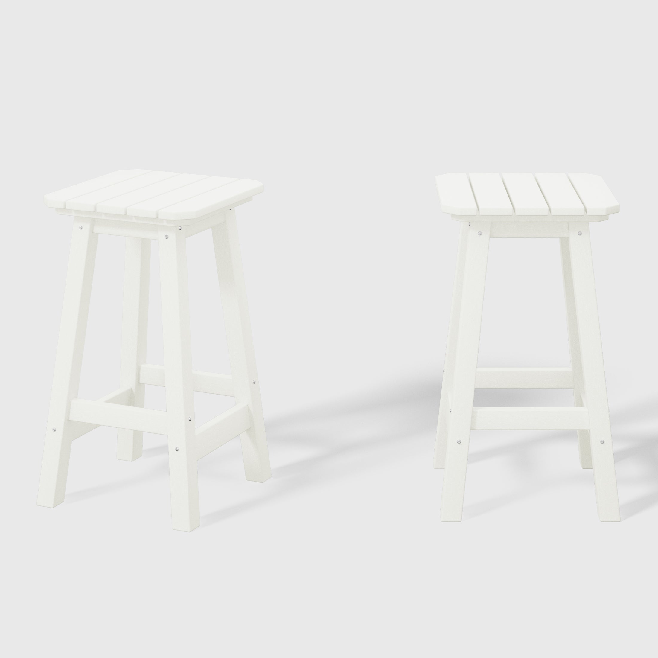 Malibu 24" HDPE Outdoor Patio Counter High Backless Square Bar Stools Set of 2