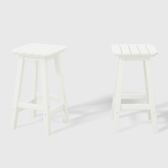 Malibu 24" HDPE Outdoor Patio Square Counter Height Bar Stool (Set of 2)