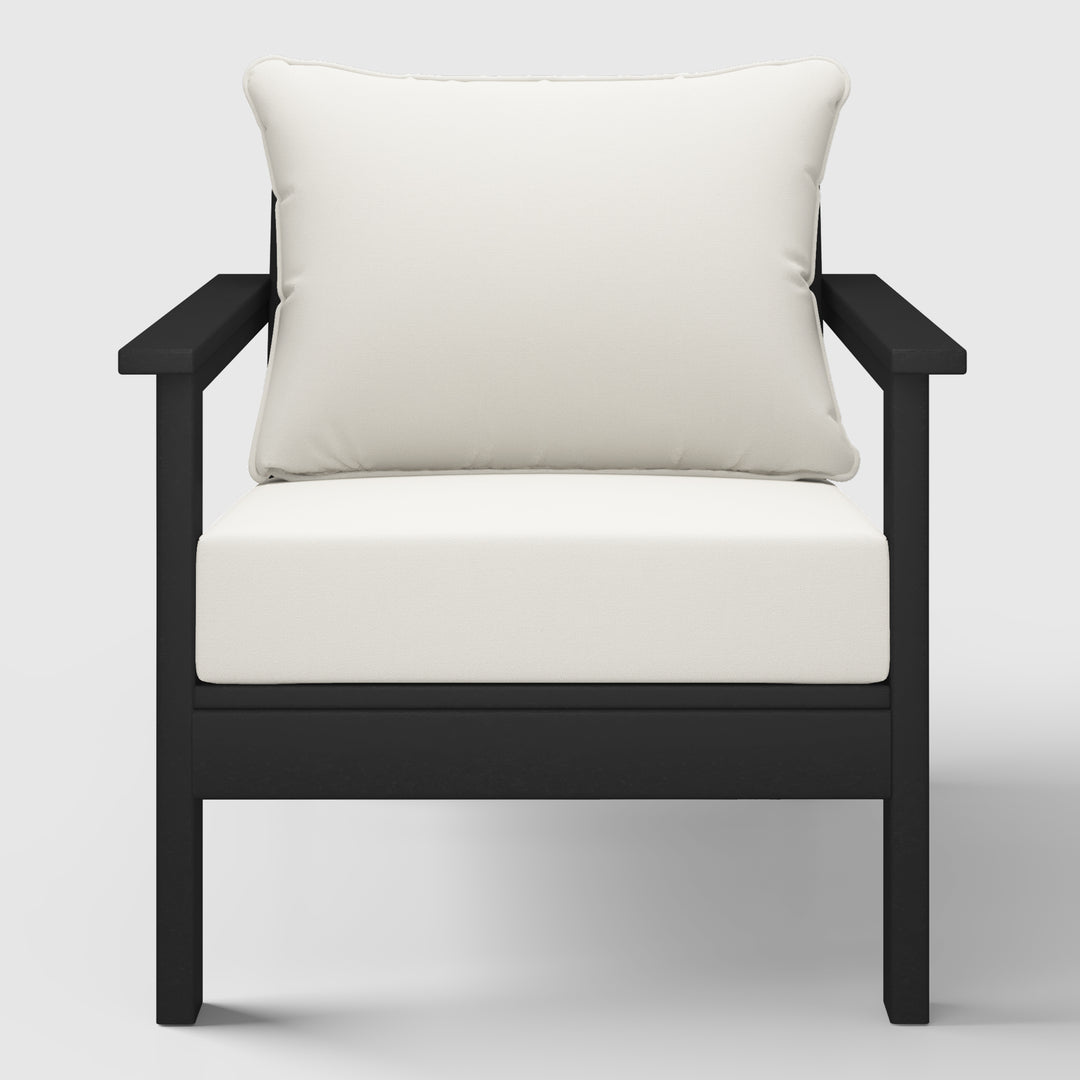 Avalon Outdoor Modern HDPE Patio Club Chairs with Deep Seat Cushions (Set of 2)