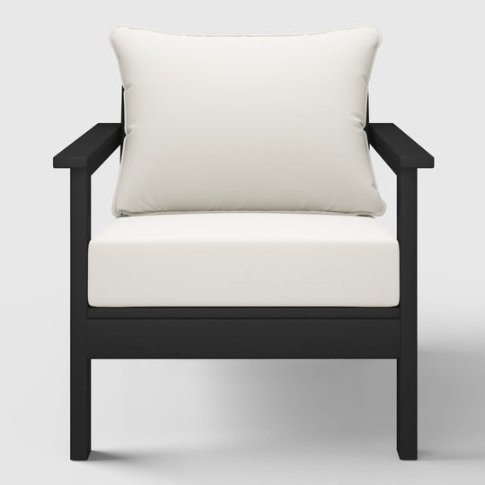Avalon Outdoor Modern HDPE Patio Club Chairs with Deep Seat Cushions (Set of 2)