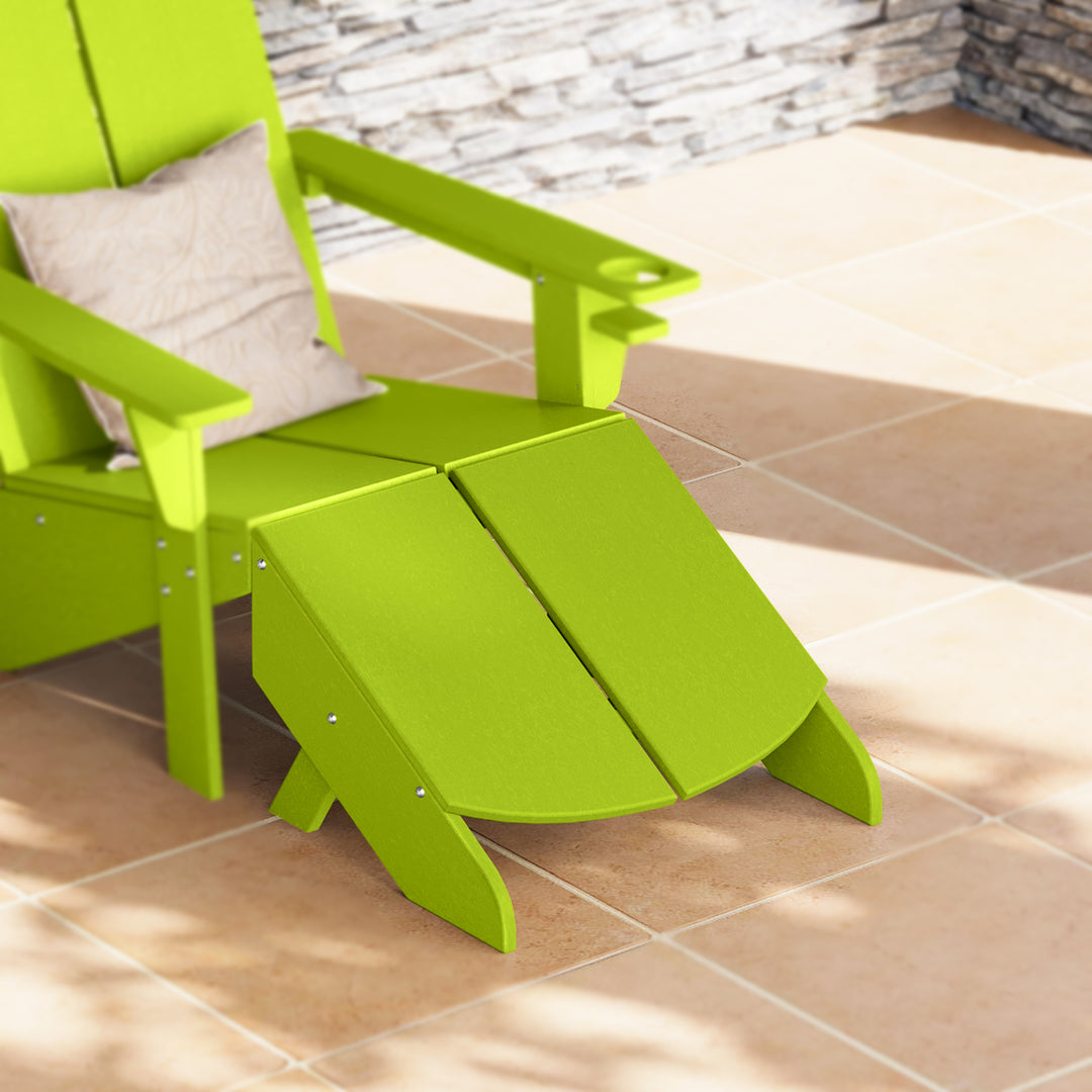 Riviera Modern HDPE Plastic Folding Patio Adirondack Ottoman