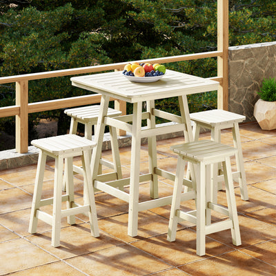 Malibu 5-Piece HDPE Outdoor Patio Dining Bar Bistro Table Set with Counter High Bar Stool