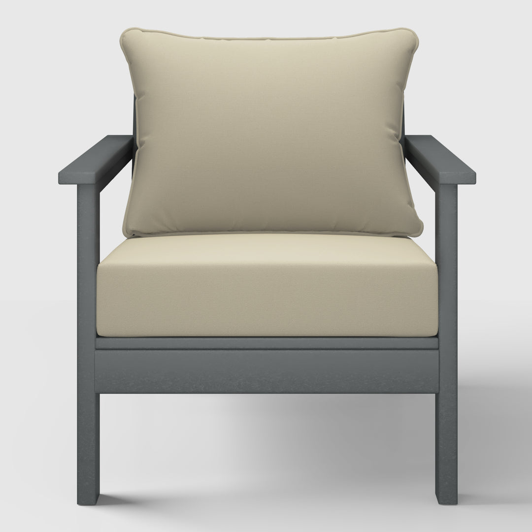 Avalon Outdoor Modern HDPE Patio Club Chairs with Deep Seat Cushions (Set of 2)