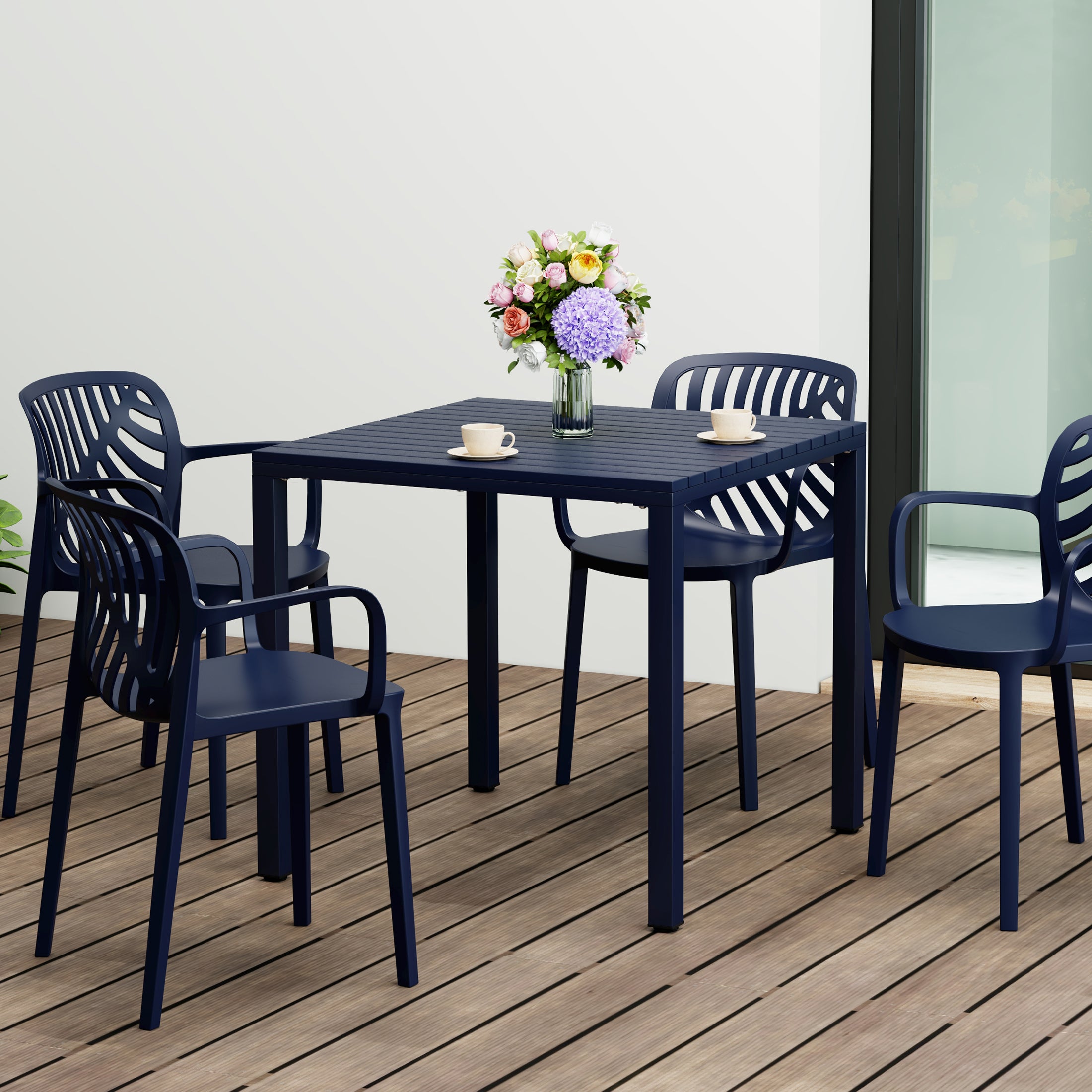 Playa 31.5" Iron Metal Frame Outdoor Square Patio Dining Table