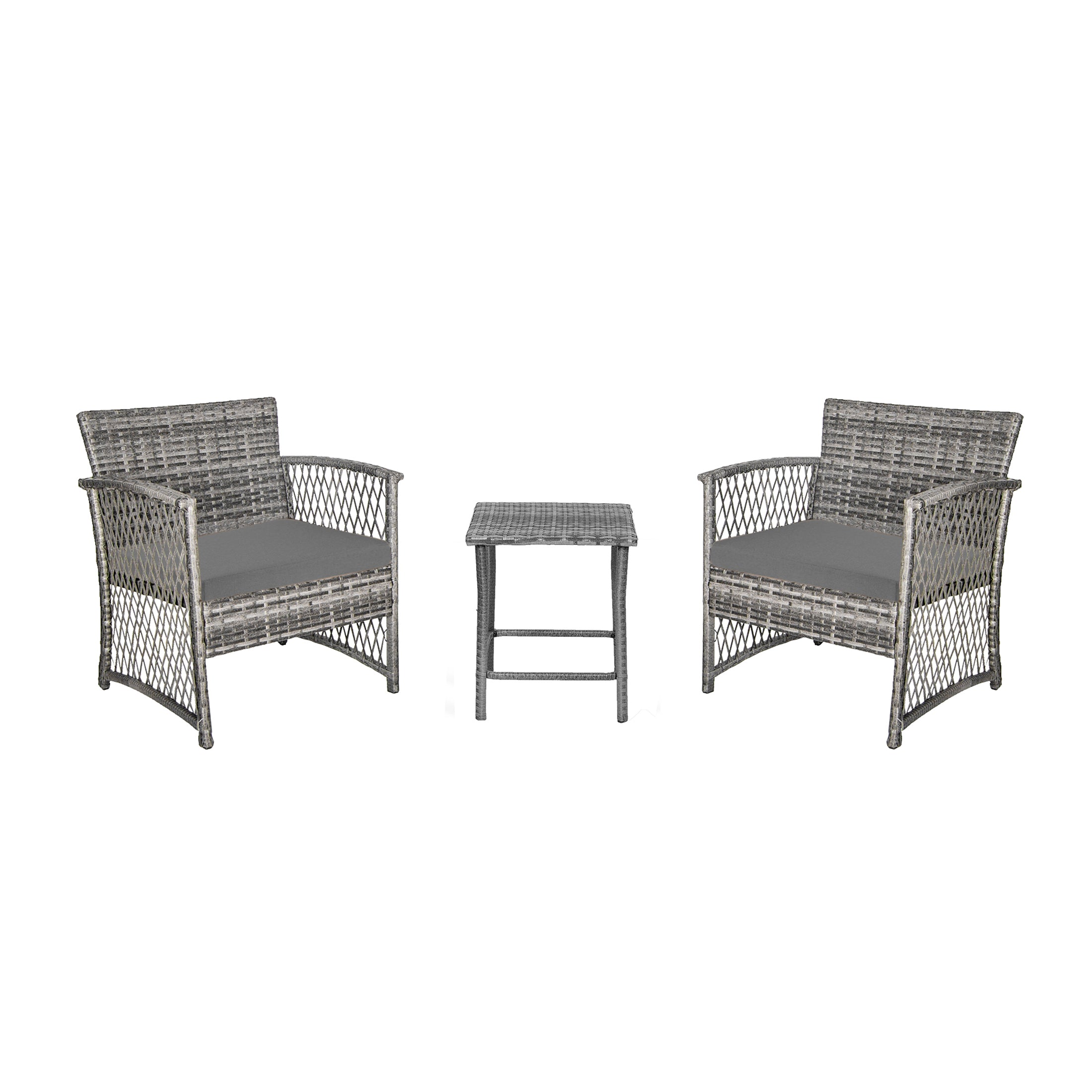 Melvi 3-Piece Outdoor Patio Wicker Conversation Set, Gray