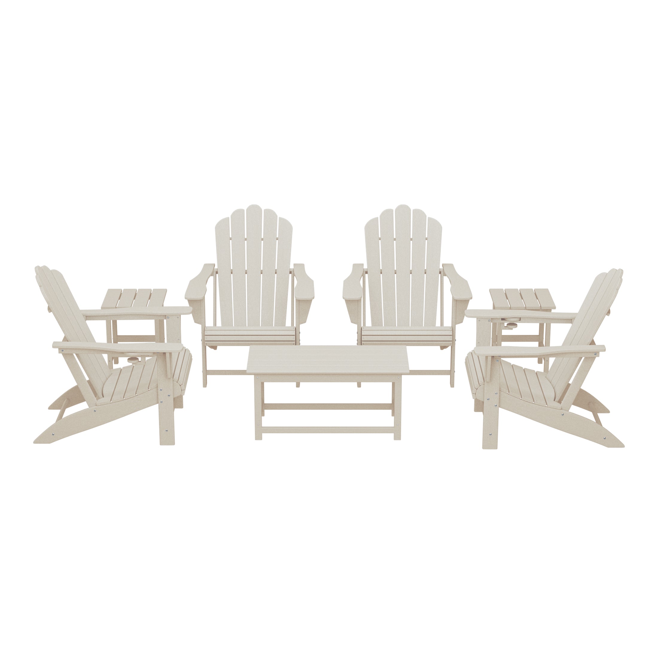 Highland 7-Piece HDPE Outdoor Patio Furniture Adirondack Conversation Set