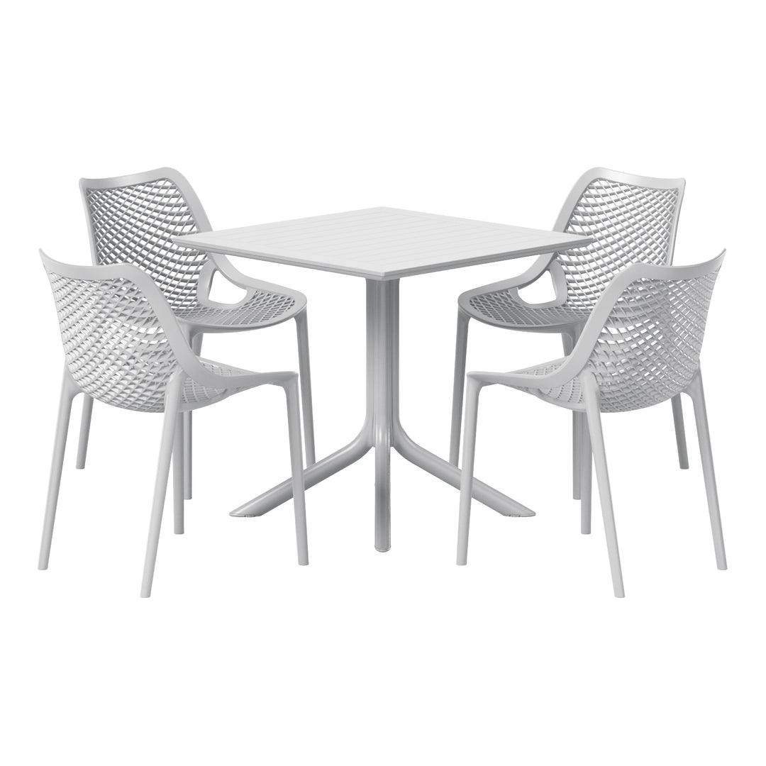 Playa 5-Piece Resin Square Patio Dining Table Set with Stackable Patio Dining Chairs