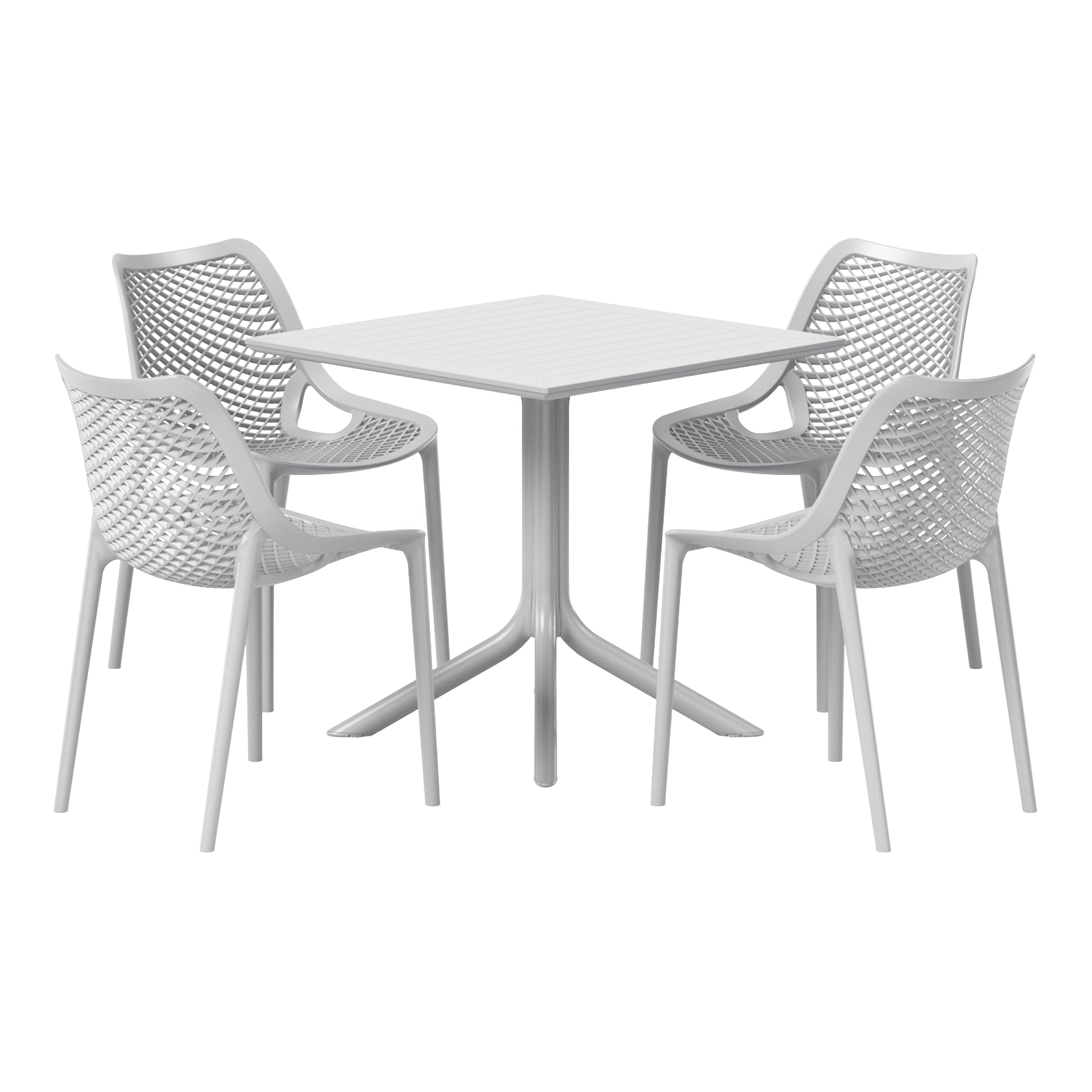 Playa 5-Piece Resin Square Patio Dining Table Set with Stackable Patio Dining Chairs
