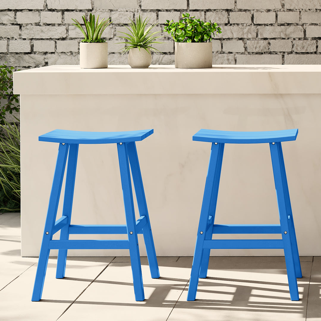 Malibu 2 piece set of 29" height Outdoor / Patio Saddle bar stools
