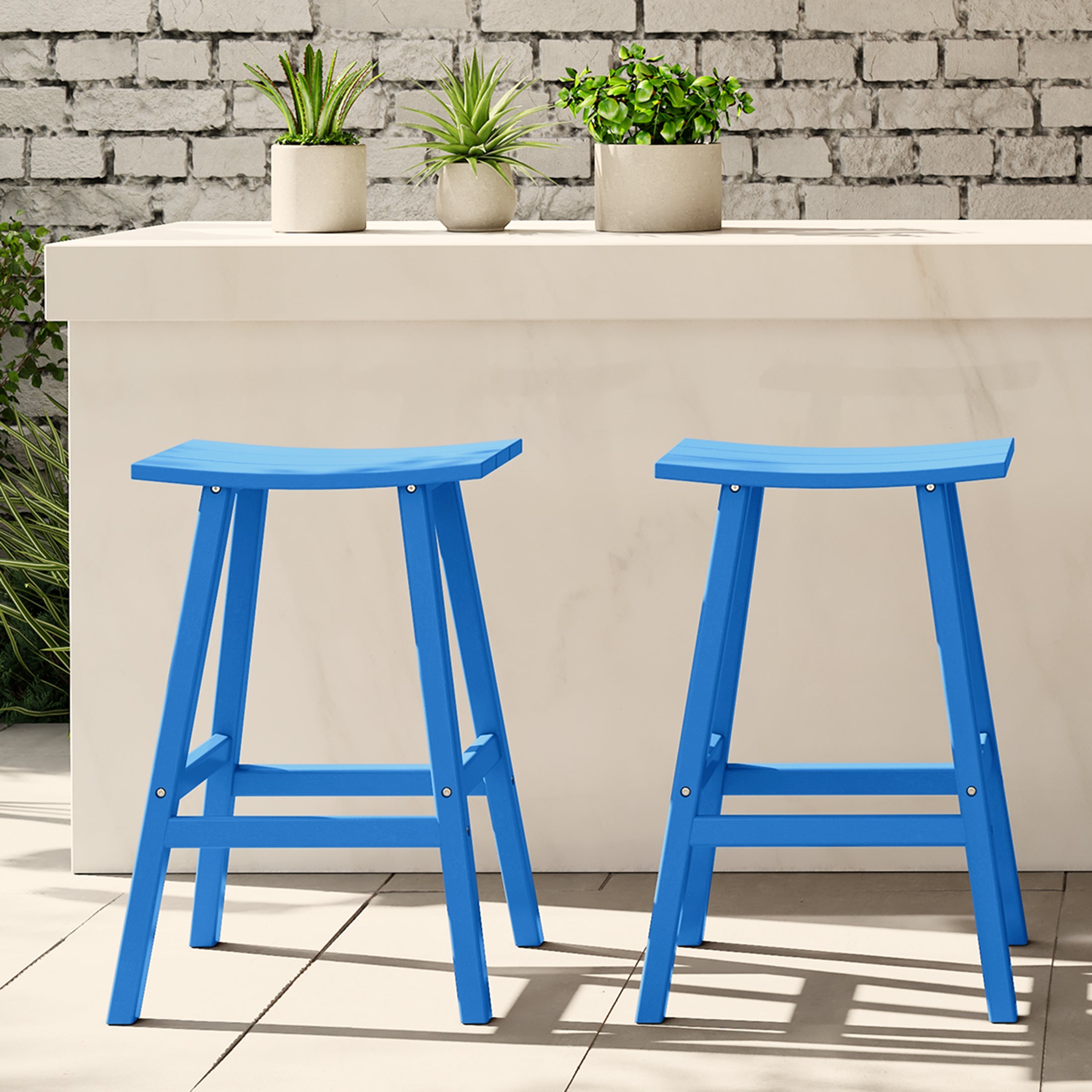 Malibu 29" HDPE Outdoor Patio Bar Height Bar Stools (Set of 2)