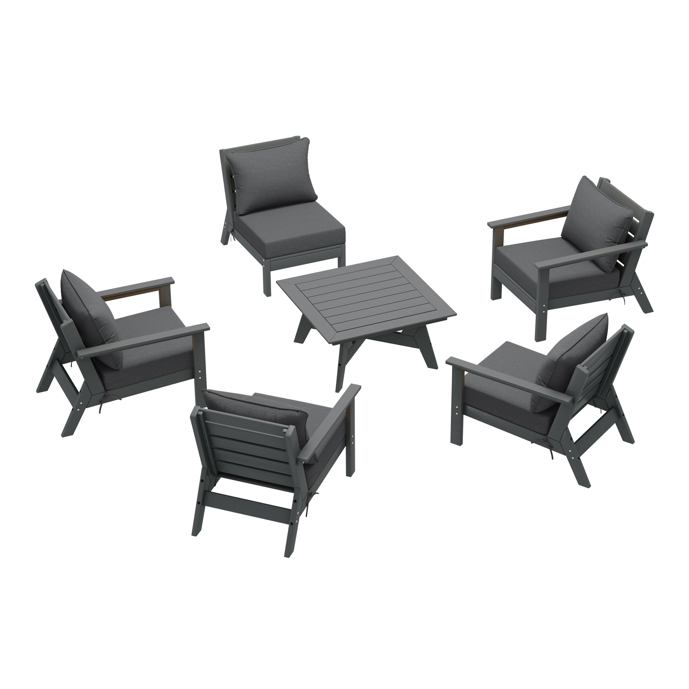Avalon Outdoor 6-Piece Modular Sectional Patio Furniture Sofa Set in Gray Frame