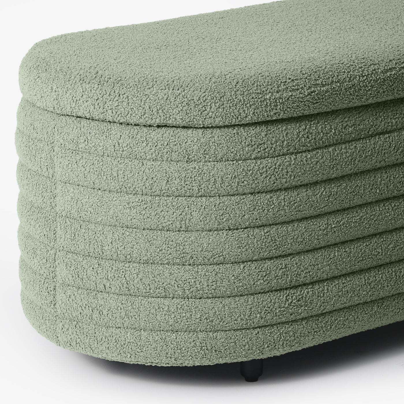 Alexandria 54" Wide Mid-Century Modern Upholstered Teddy Sherpa Tufted Oval Storage Ottoman Bench