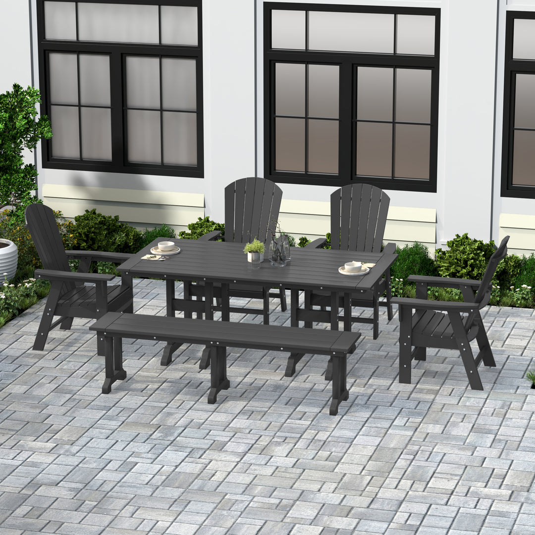 Dylan 6 Piece Outdoor Patio Dining Table and Armchair Dining Bench Set
