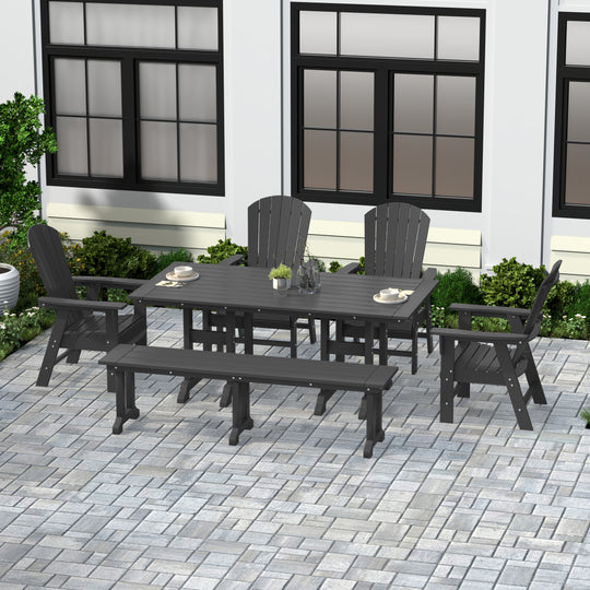Dylan 6 Piece Outdoor Patio Dining Table and Armchair Dining Bench Set