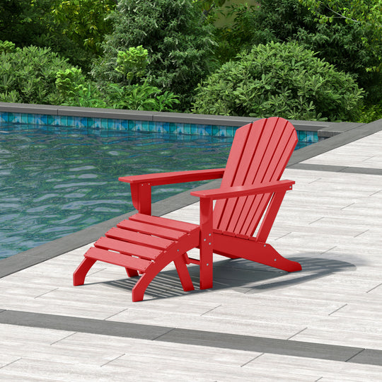 Dylan Outdoor Adirondack Chair With Ottoman 2-Piece Set
