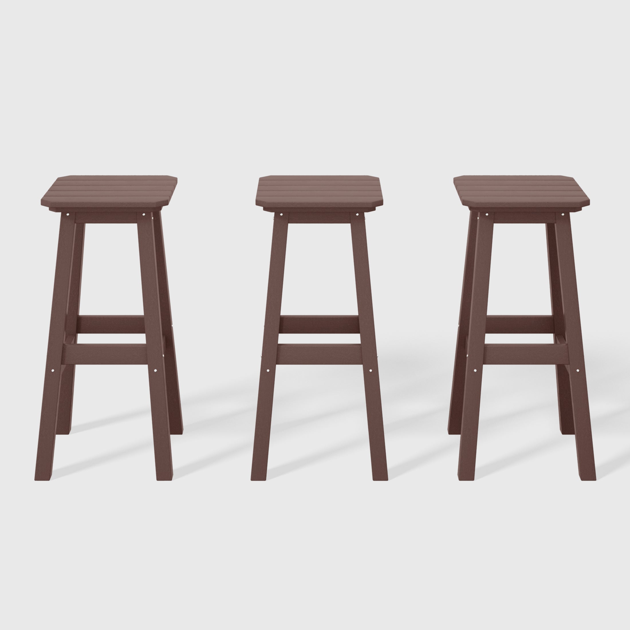 Malibu 29" HDPE Outdoor Patio Square Bar Stools (Set of 3)