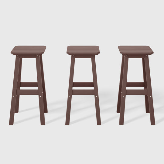 Malibu 29" HDPE Outdoor Patio Square Bar Height Bar Stool (Set of 3)