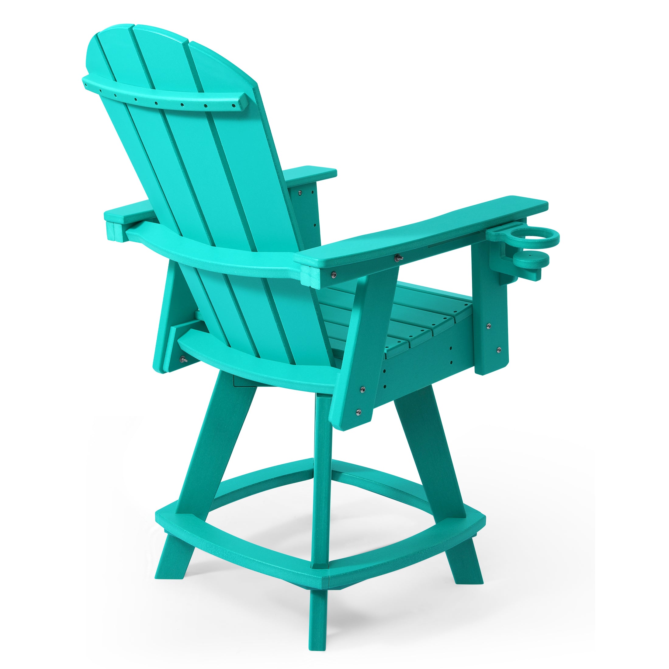 Malibu Outdoor HDPE Adirondack Swivel Counter Height Bar Chair With Cup Holder