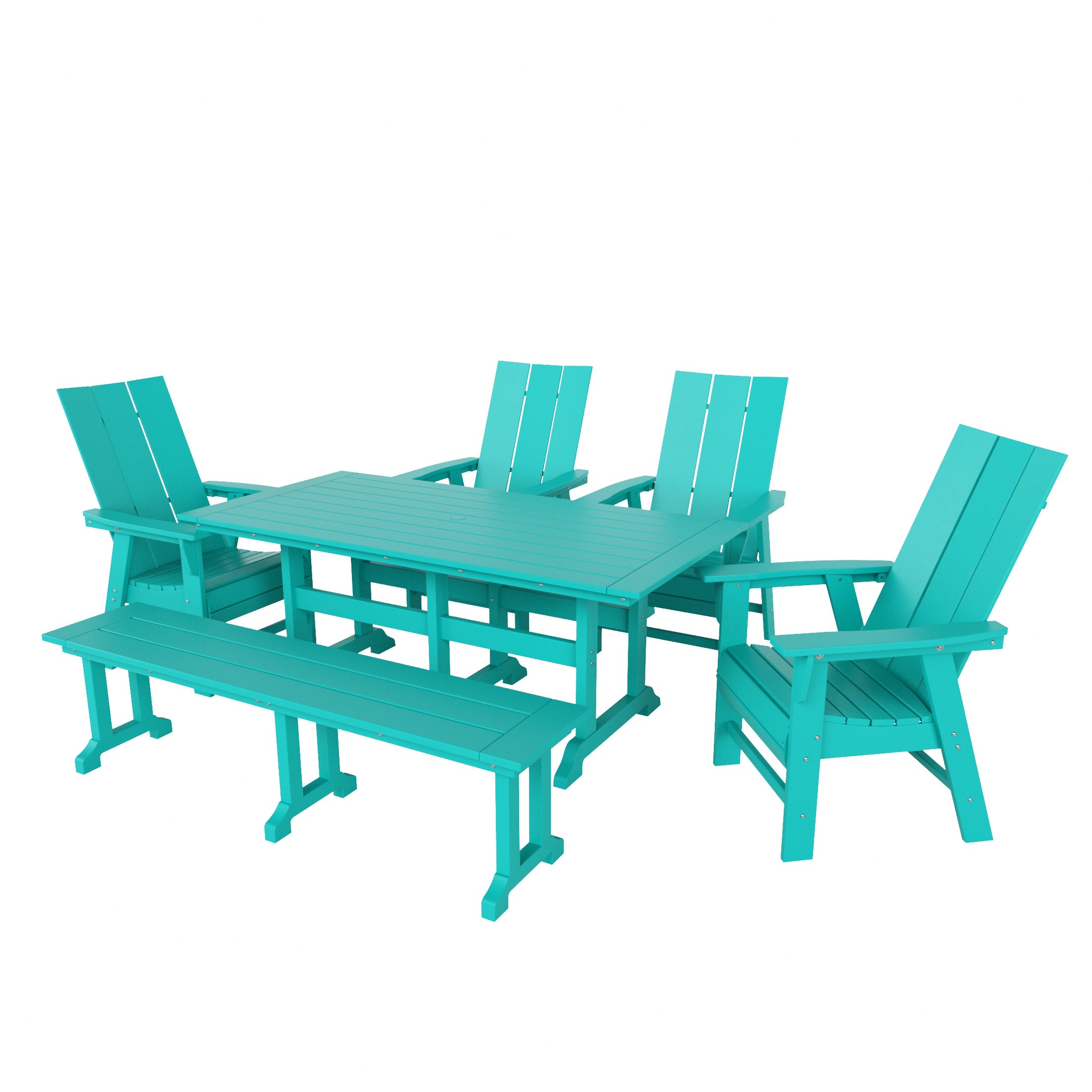 Ashore 6 Piece Outdoor Patio Dining Table and Armchair Dining Bench Set