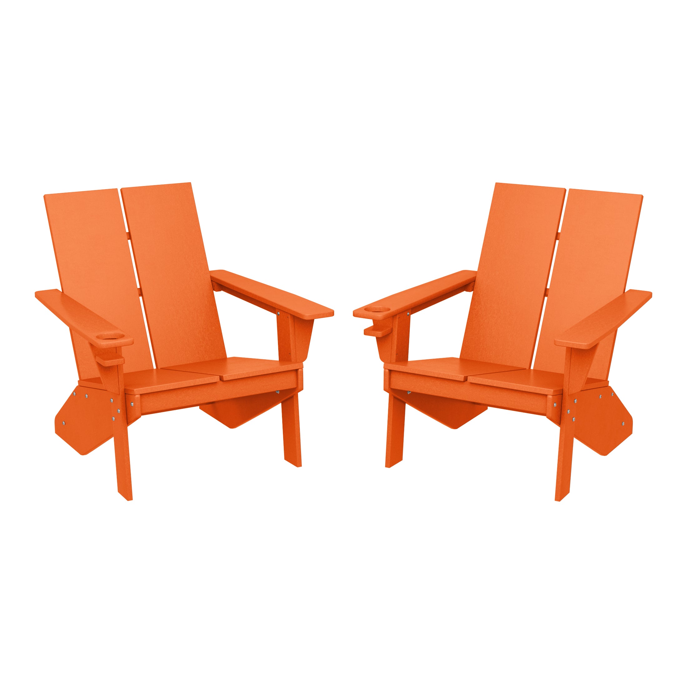 Riviera Outdoor HDPE Modern Adirondack Chair with Cup Holder (Set of 2)