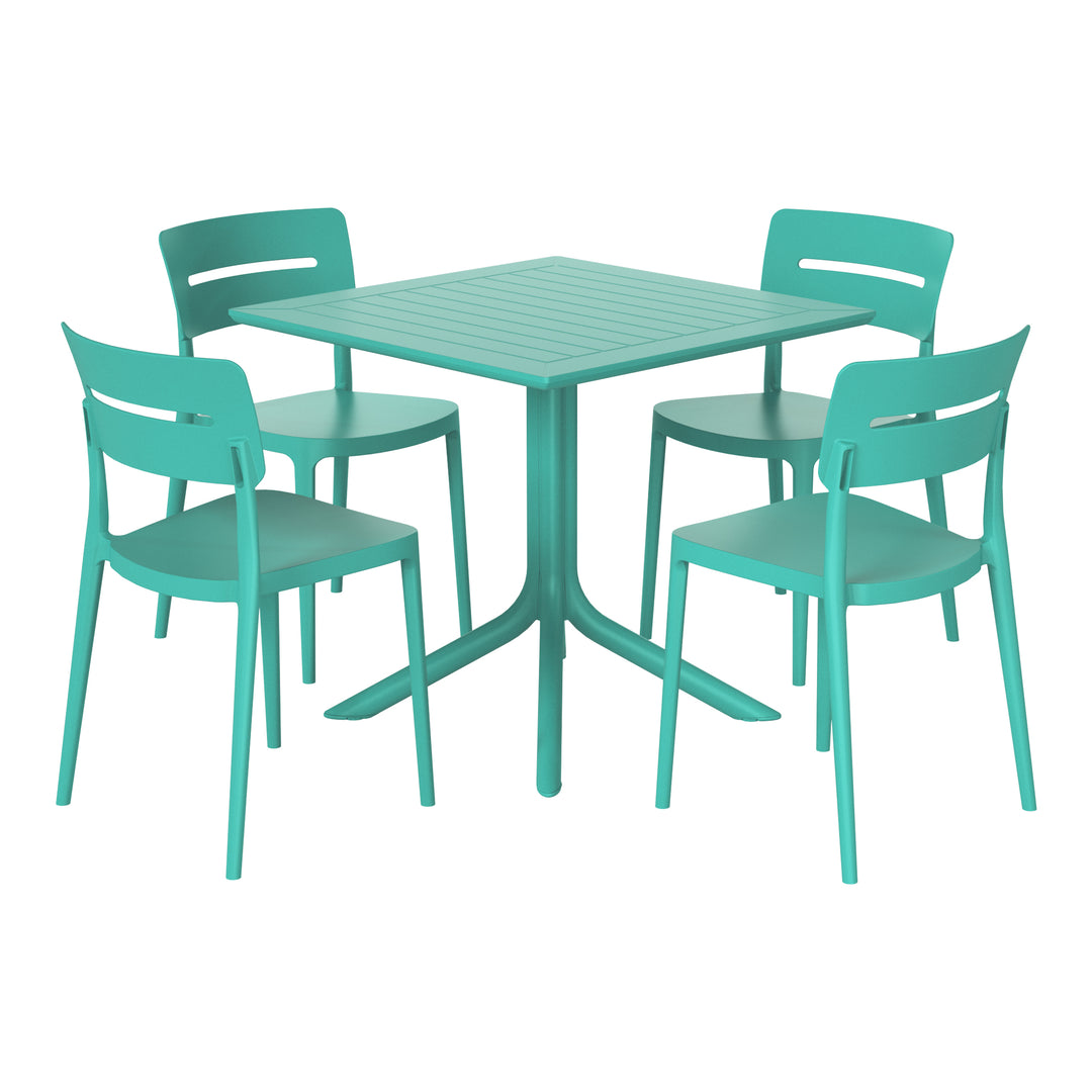 Playa Modern 5-Piece Resin Patio Dining Table Set with Stackable Patio Dining Chairs