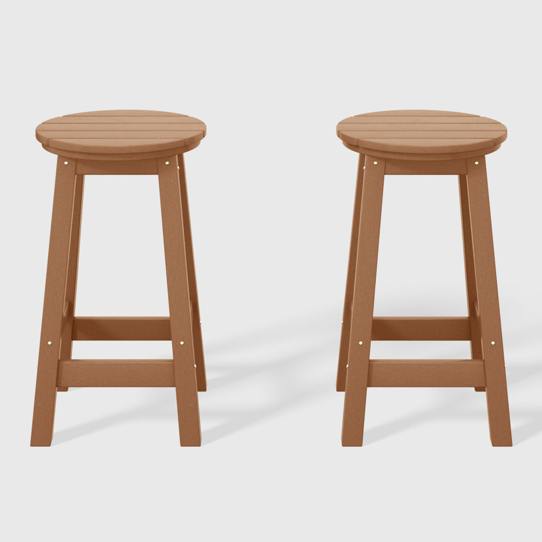 Malibu 24" HDPE Outdoor Patio Round Counter Height Bar Stool (Set of 2)