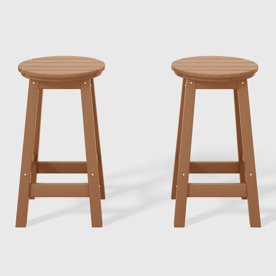 Malibu 24" HDPE Outdoor Patio Round Counter Height Bar Stool (Set of 2)