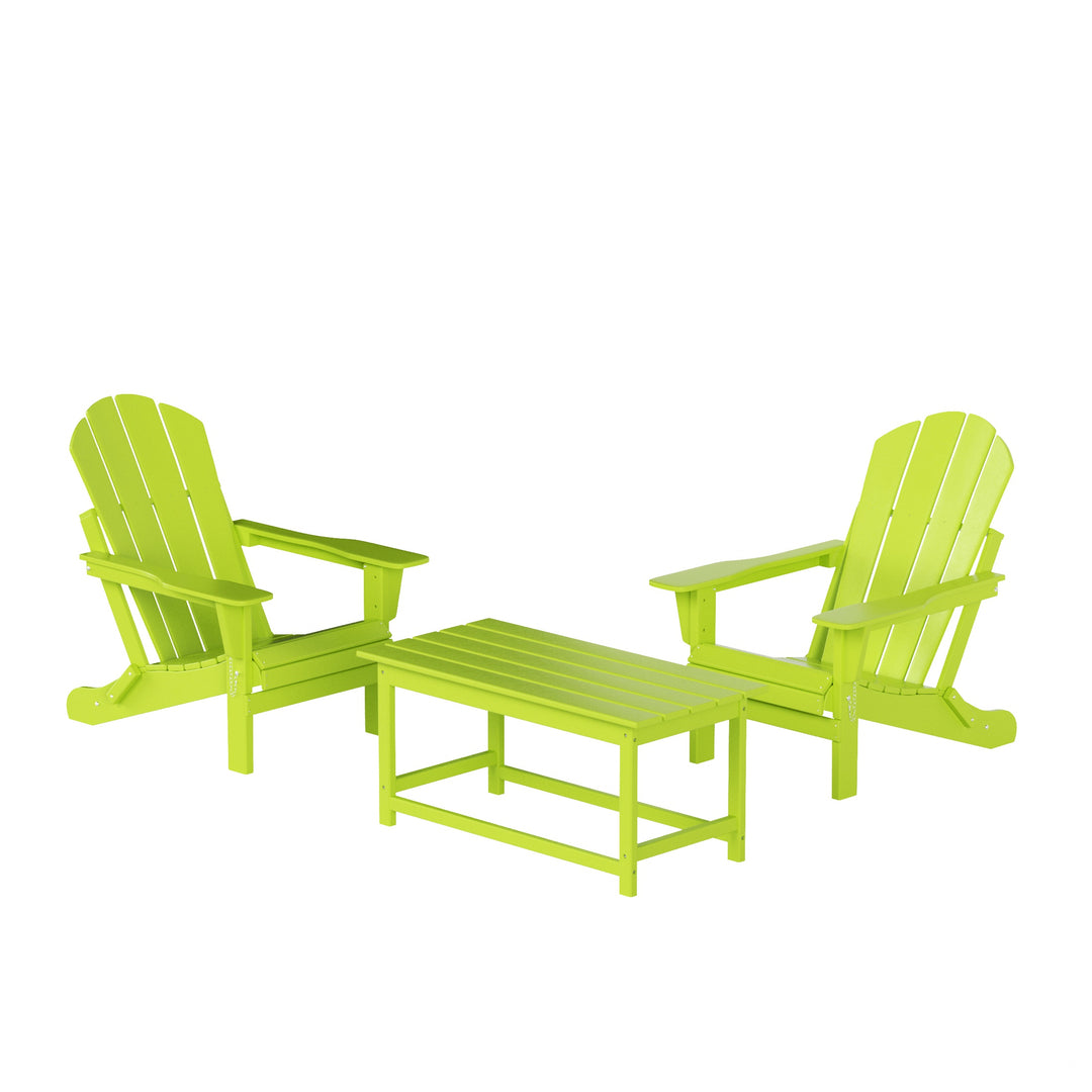 Malibu Westintrends 3-Piece set Outdoor / Patio Poly Adirondack chair set with a Coffee table ( 2 seater )