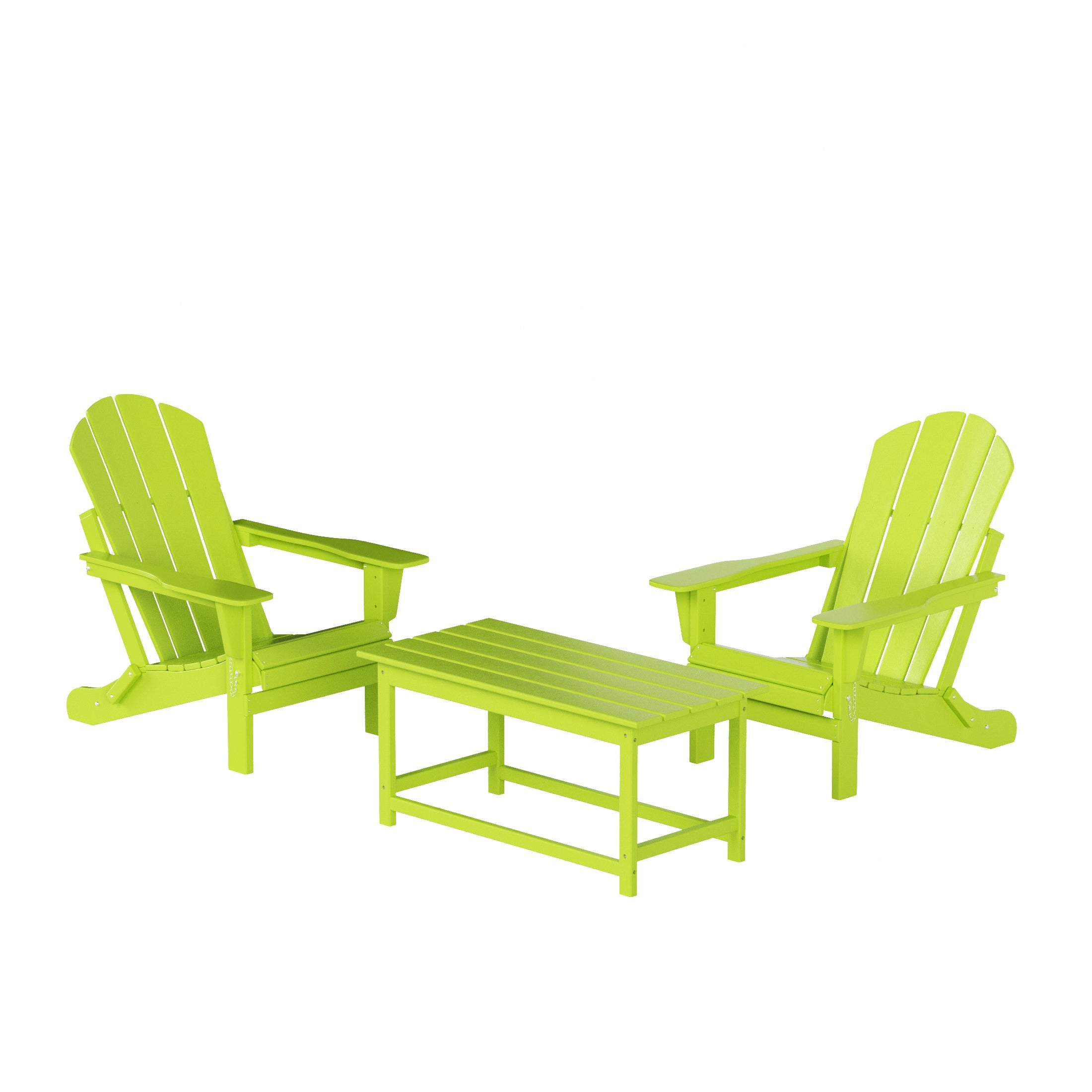 Malibu 3-Piece set Outdoor / Patio Poly Adirondack chair set with a Coffee table ( 2 seater )