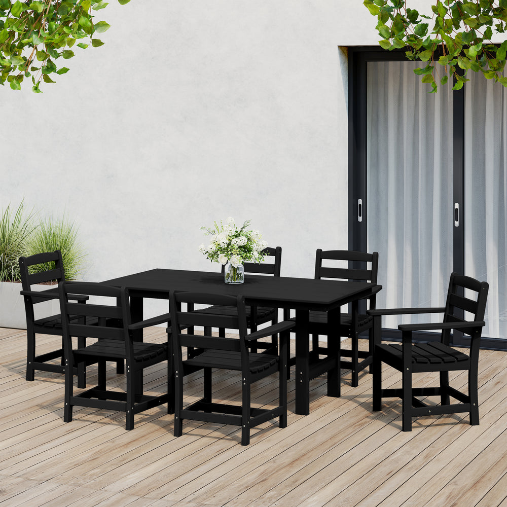 Ashore 7-Piece HDPE Outdoor Rectangular Patio Dining Table Set