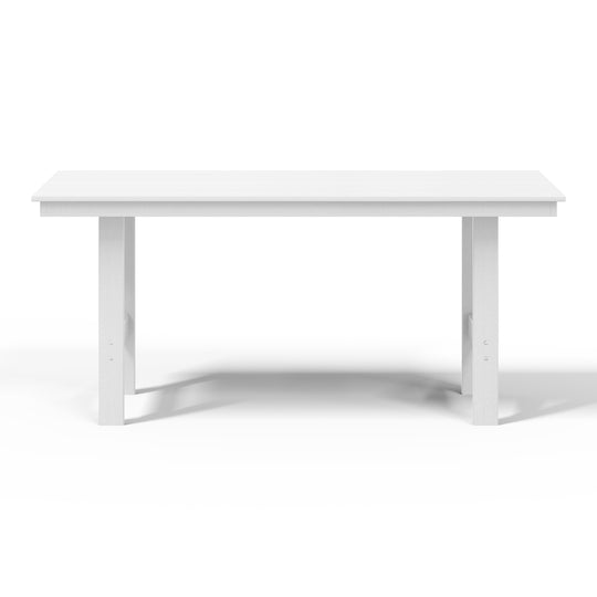Ashore Outdoor Modern HDPE 66" Wide Rectangle Patio Dining Table for 6