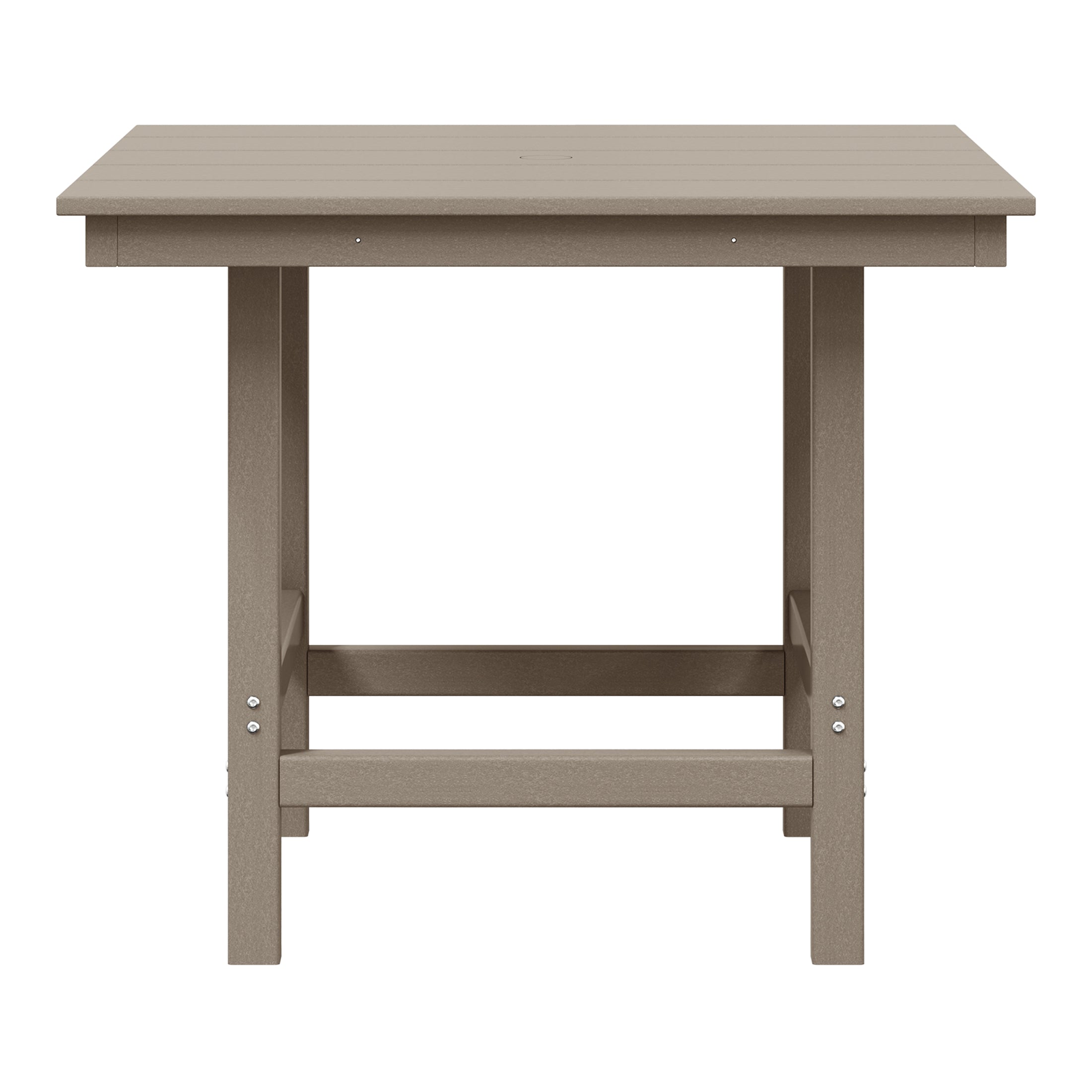 Ashore Outdoor HDPE 36" Square Patio Dining Table with Umbrella Hole