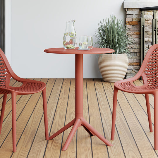 Playa 23.5" Outdoor Polypropylene Resin Round Patio Bistro Dining Table for 2