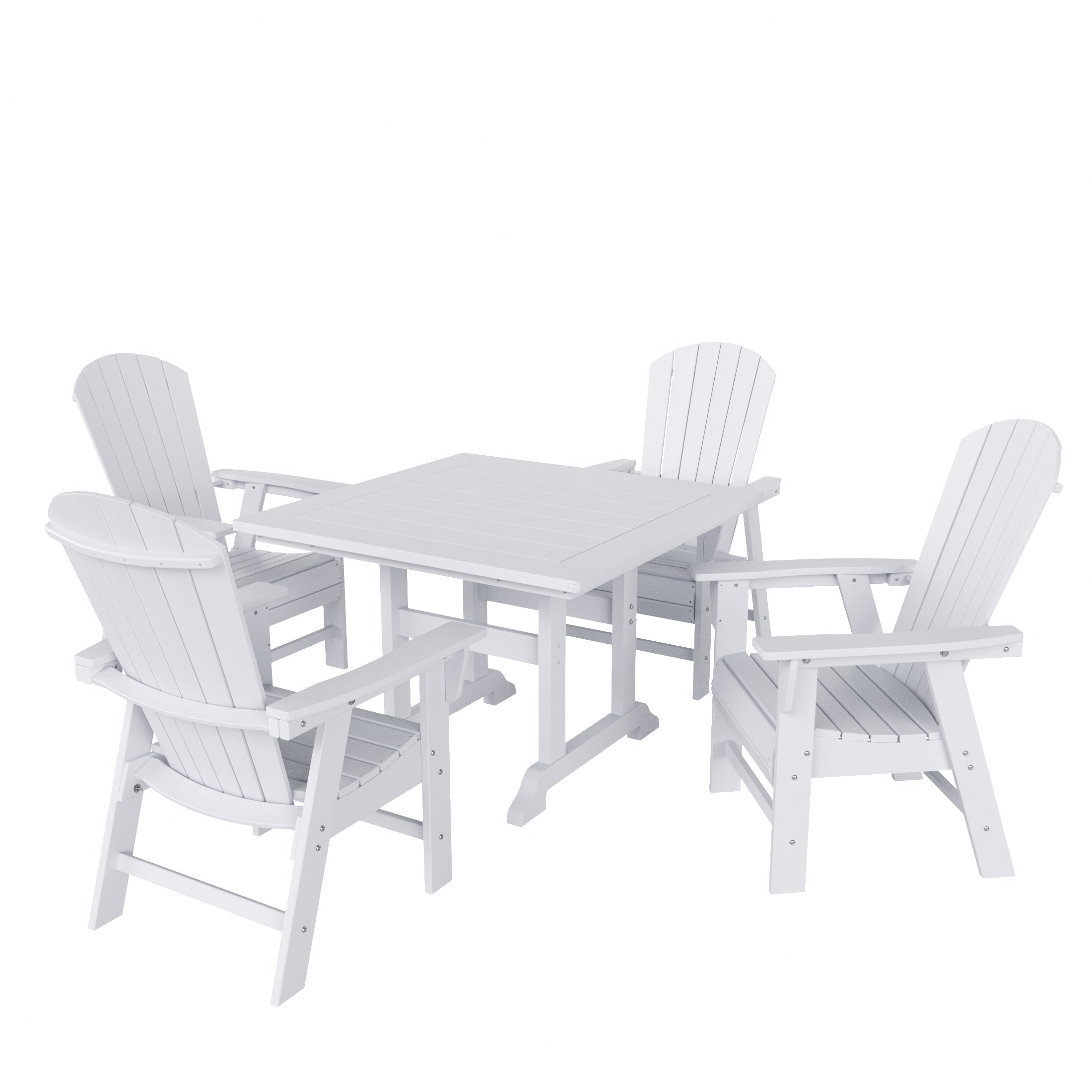 Dylan 5 Piece Outdoor Patio Dining Square Table and Shell Back Armchair Set
