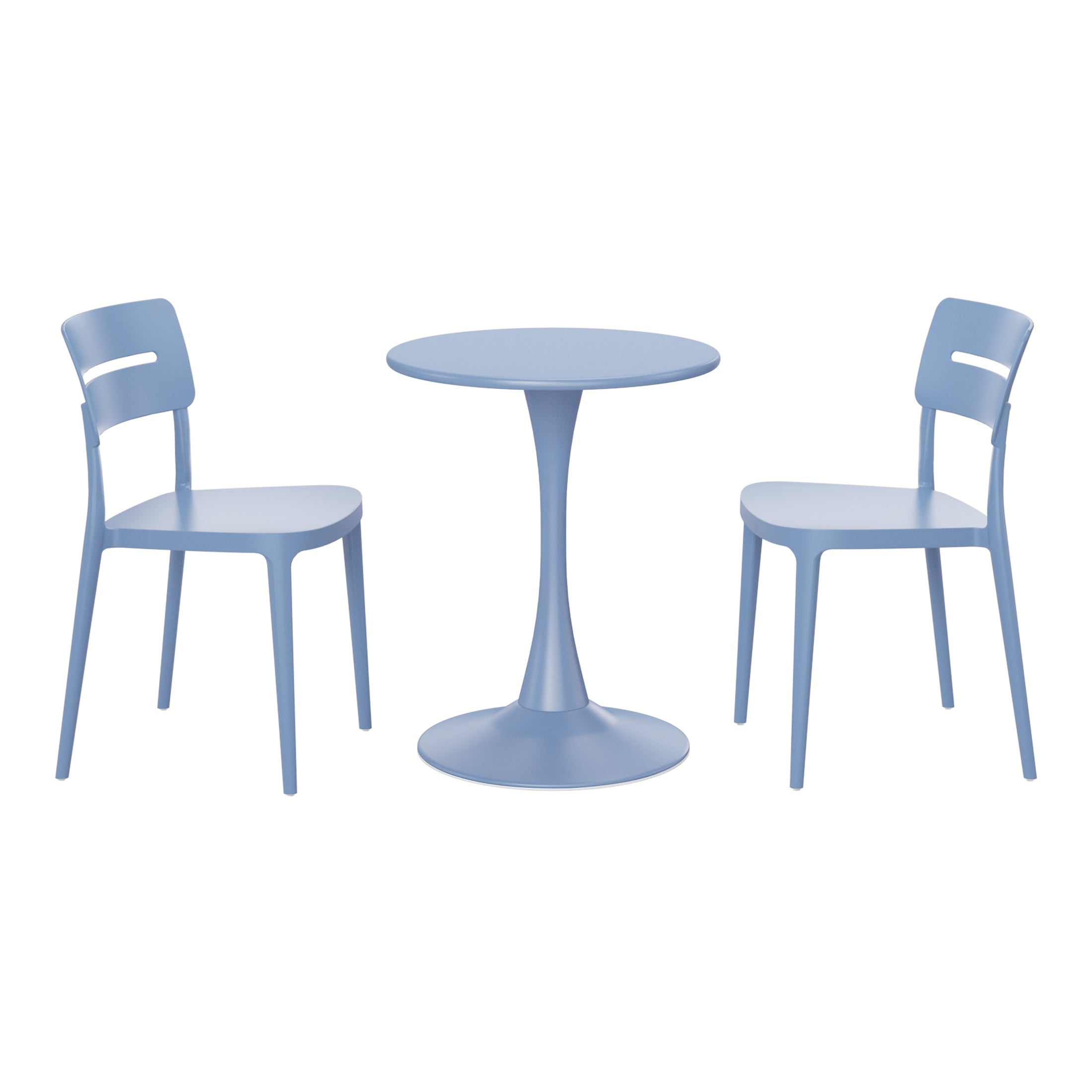 Playa 3-Piece Outdoor Round Metal Patio Dining Table Set With Stackable Patio Chairs